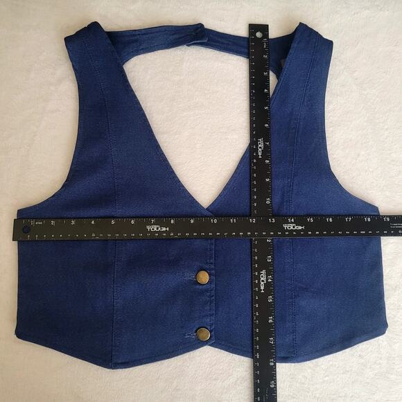 One Up Womens Dark Blue Stretchy Vest Large 90s Inspired Festival Western NWT - Picture 7 of 8